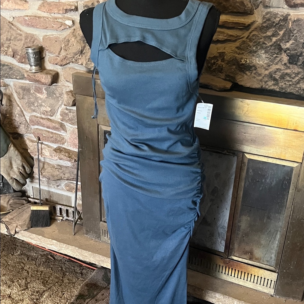 Michael Stars Teal Cutout Midi Dress
